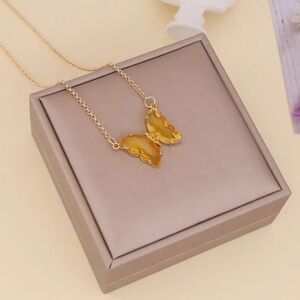 *ALAZNE* Gold x Yellow Butterfly Fashion Necklace